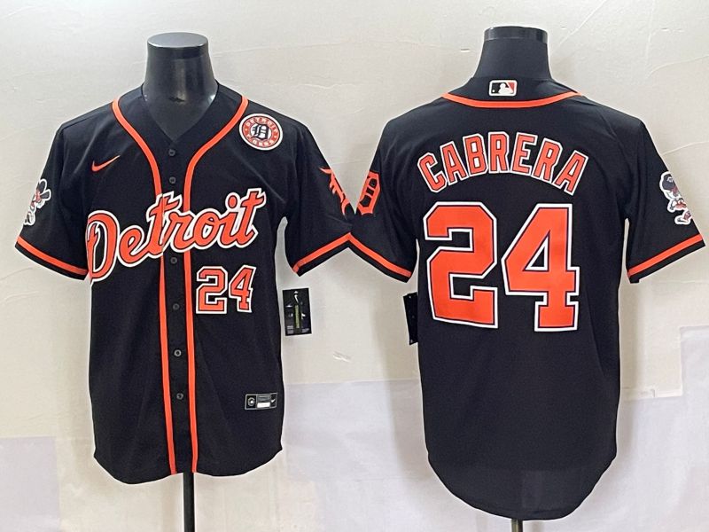 Men 2025 Detroit Tigers #24 Cabrera Black Joint Name Nike MLB Jersey style 5